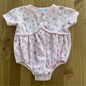 Vintage Miniwear Pink Bunny Floral Romper Size 18 Months 🐰🌷